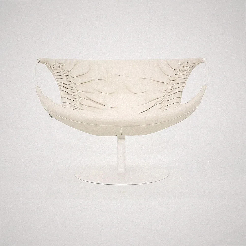 2023 Patricia Urquiola for Moroso Smock Swivel Lounge Arm Chair in Off-White