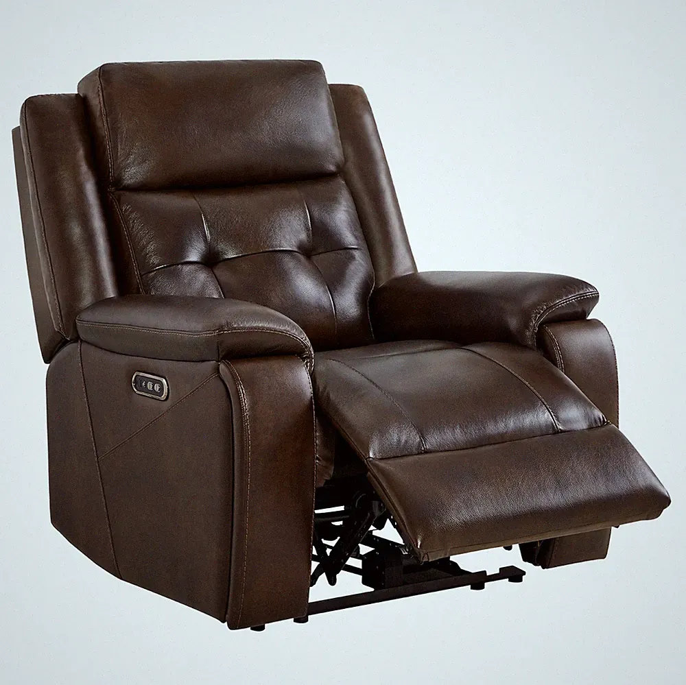 CHITA Genuine Leather Recliner Chair Wall Hugger Recliner w/Headrest,Cup Holders