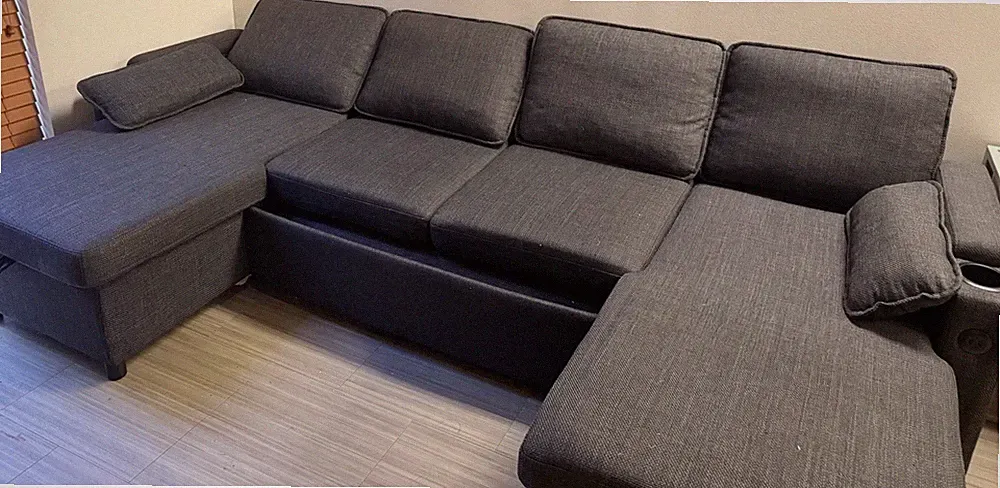 ivory leather sectional with recliners and sleeper
