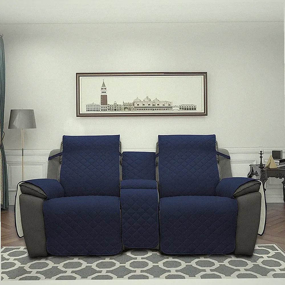Easy-Going Sofa Cover DHF23006 / Recliner Loveseat / Navy /Ivory