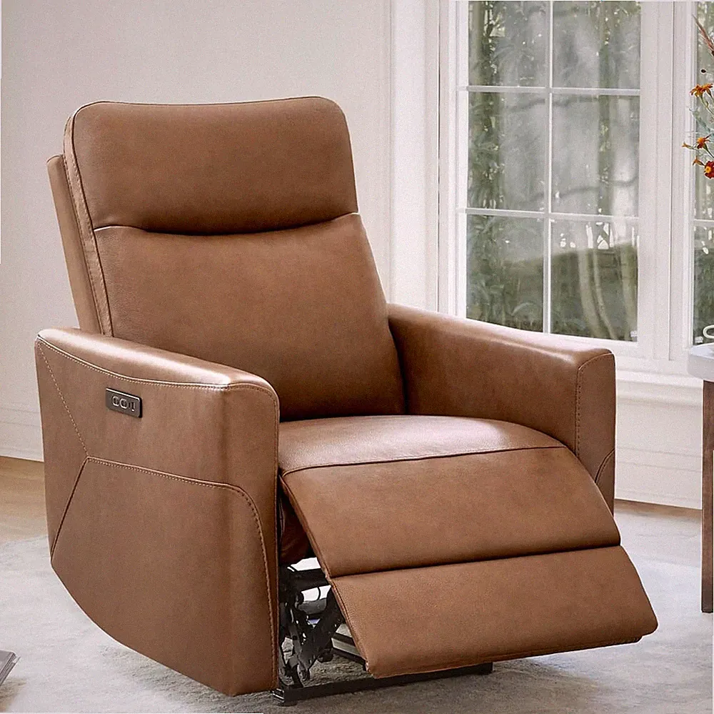 Genuine Leather Power Recliner Chair for Adults, Electric Wall Hugger Recliner f