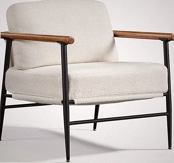 Mid-century Boucle Accent Chair Lounge Chair for Living Room Bedroom, Ivory