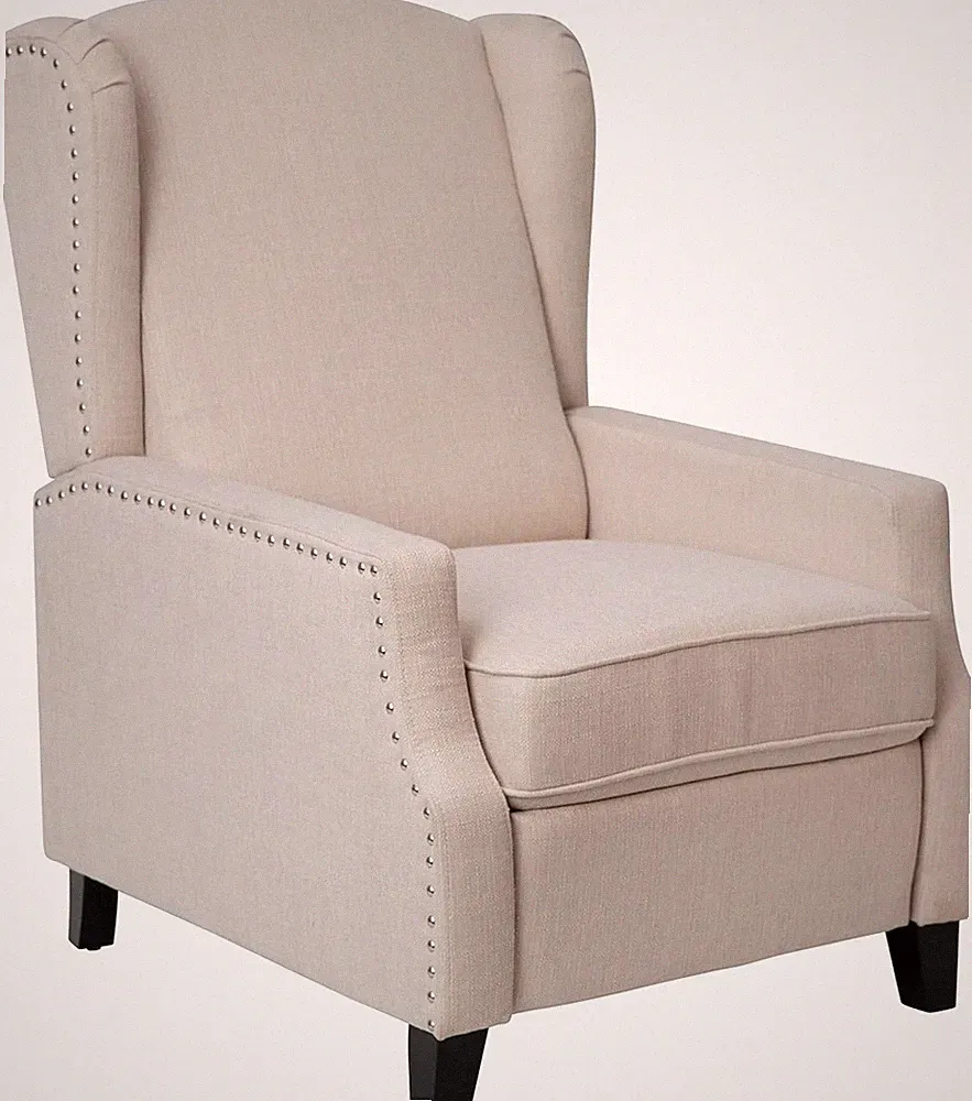 Modern Cream Wingback Recliner Chair with Pocket Spring Seat