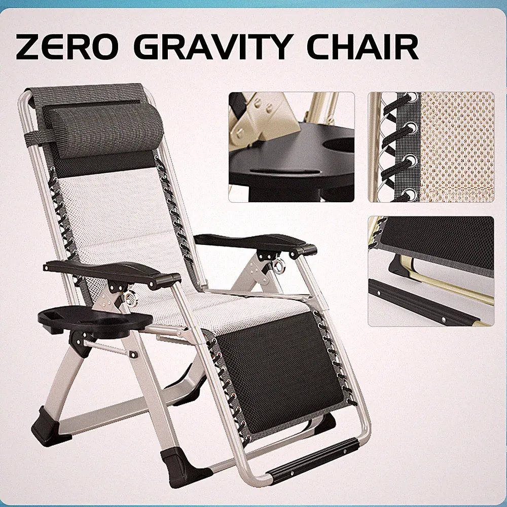 NAIZEA Zero Gravity Chair Adjustable Lawn Recliner Reclining Patio Chaise w/Mat