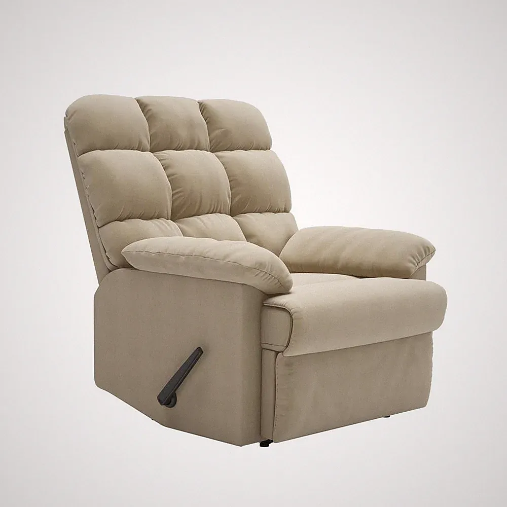 ProLounger Wall Hugger Recliner in Khaki Microfiber with Square Tufted Back