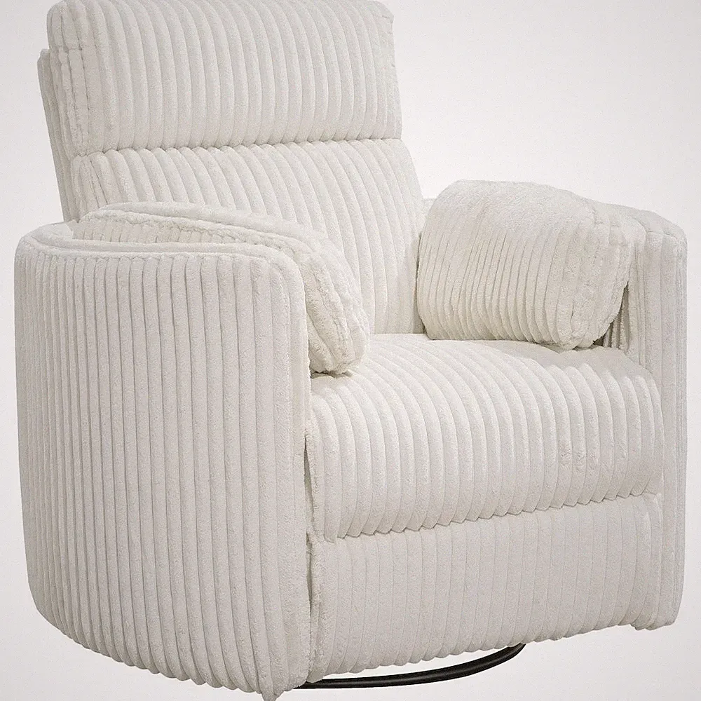 Radius - Mega Ivory Swivel Power Glider Recliner
