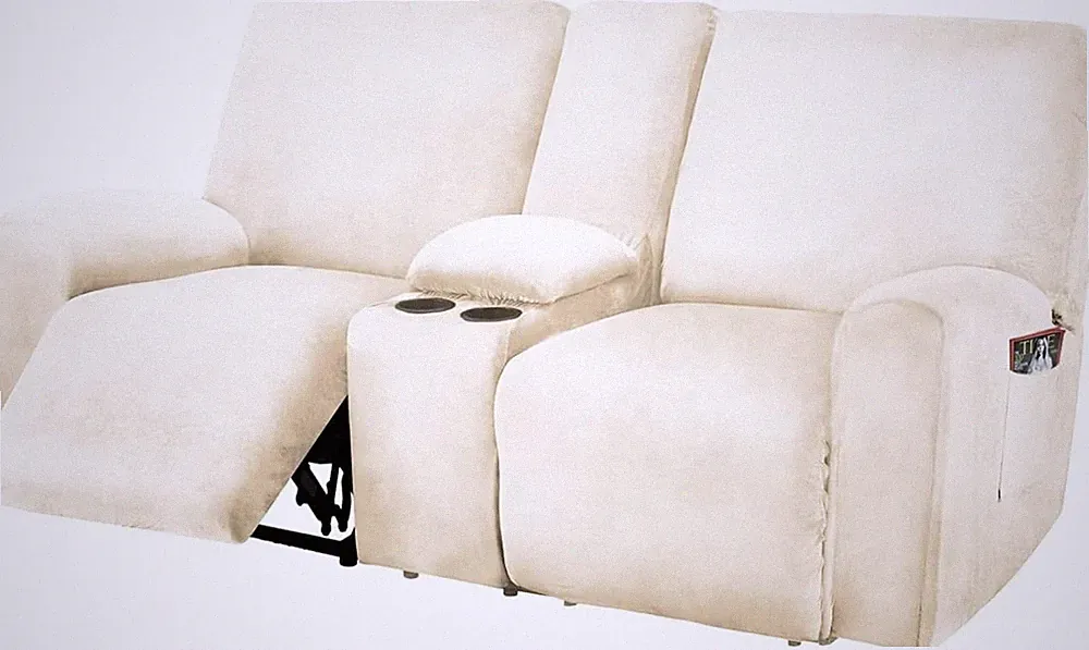 Recliner Sofa Cover with Centre Console, Recliner Sofa Cover (Ivory)
