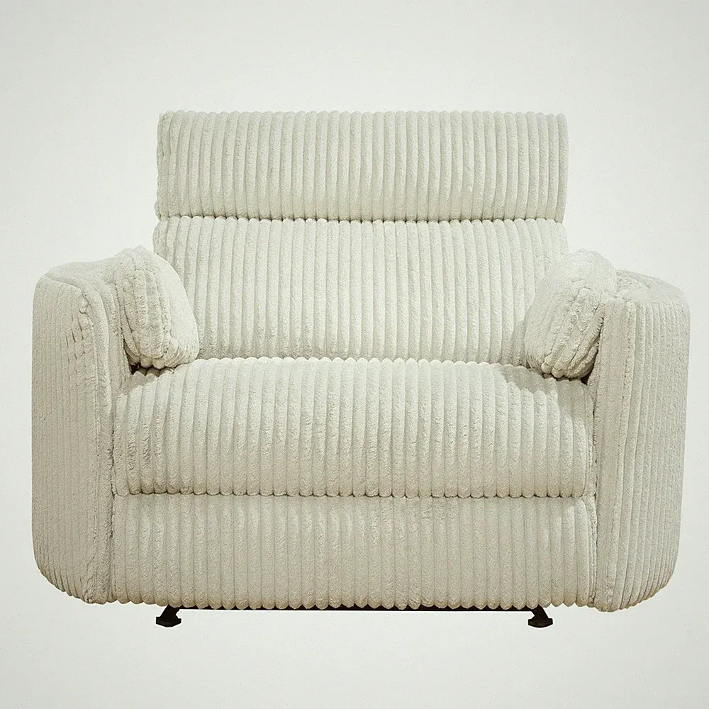 Rosebery Kids Modern Fabric XL Power Glider Recliner in Ivory