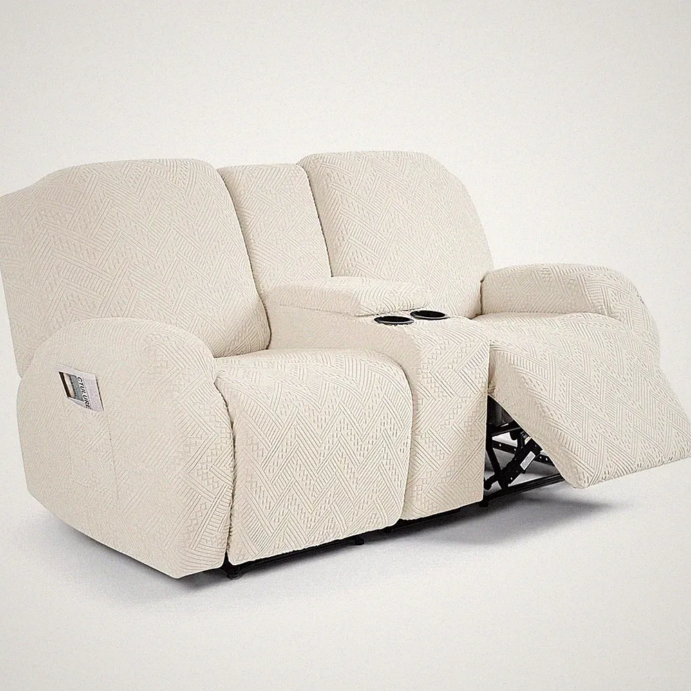 Ruaozz Stretch Loveseat Recliner Covers with Console 4-Pieces Recliner Sofa C...
