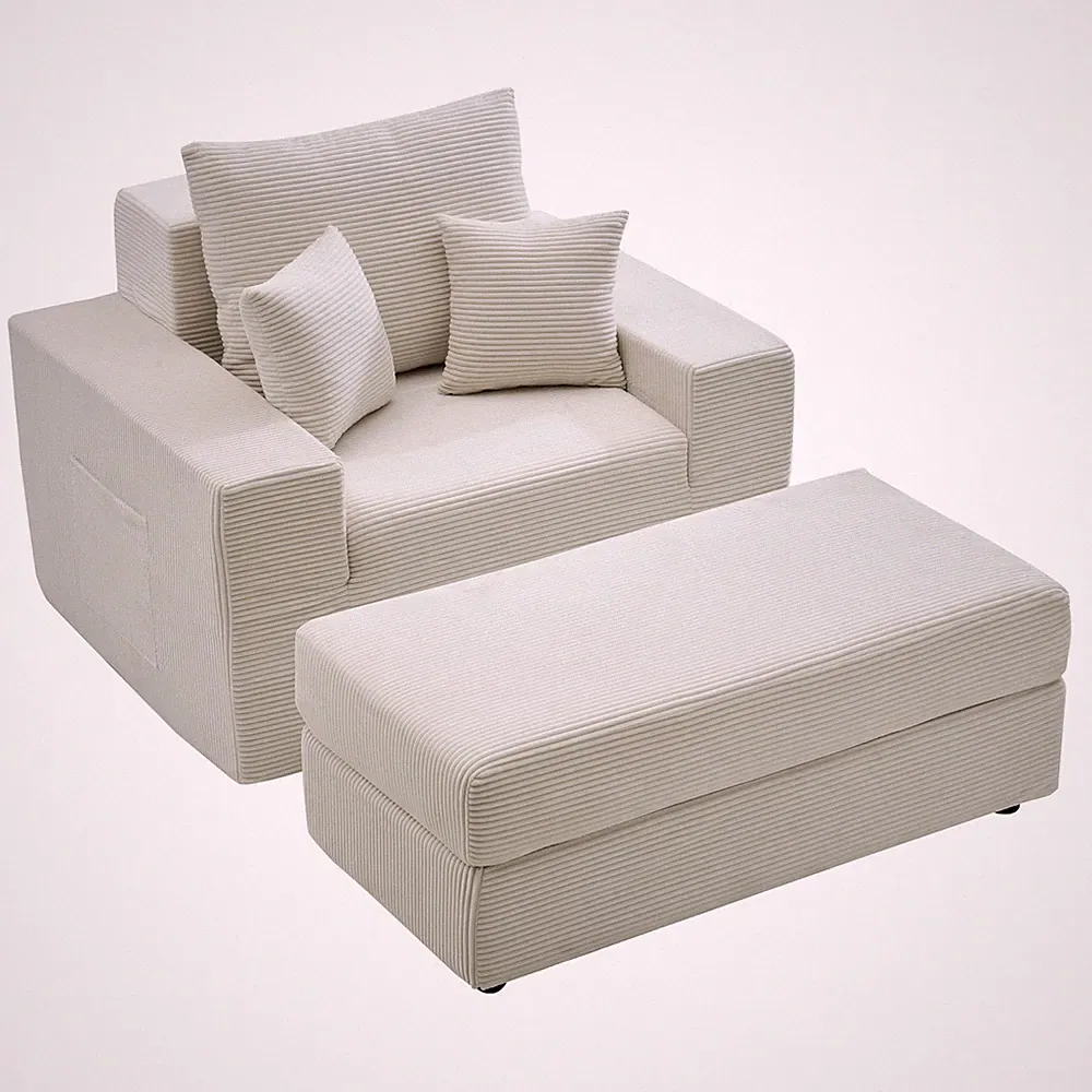 Uimoso 44" Chaise Lounge Chair Boneless Modular Sofa with Storage Ottoman