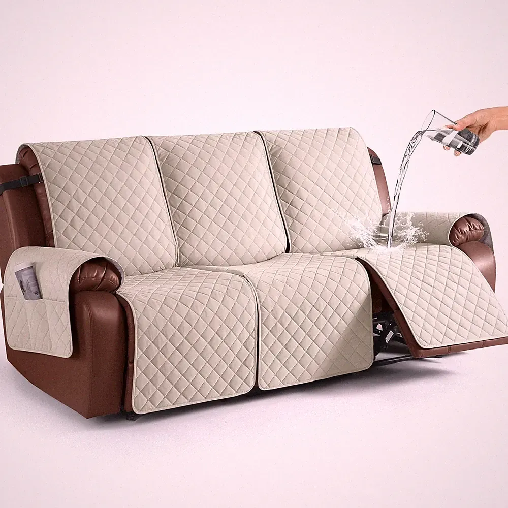Waterproof Recliner Sofa Cover, Non-Slip Reclining Couch Covers for 3 Seat, R...